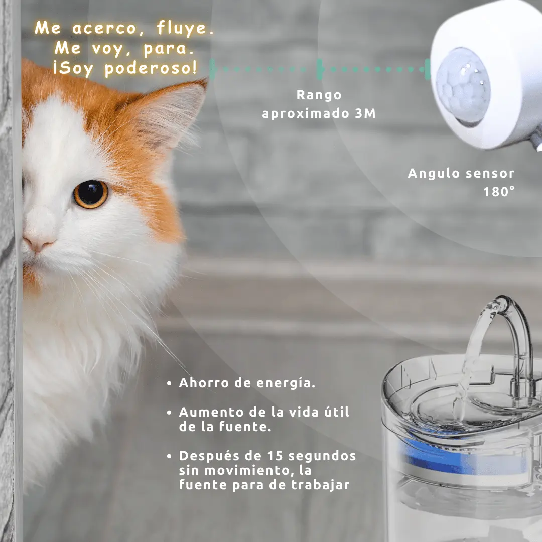 Fuente de agua automatica con sensor de movimiento para gatos perros