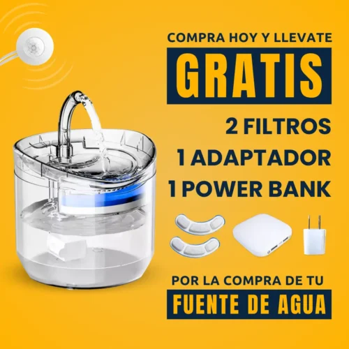 Fuente de agua para mascotas con regalo incluido